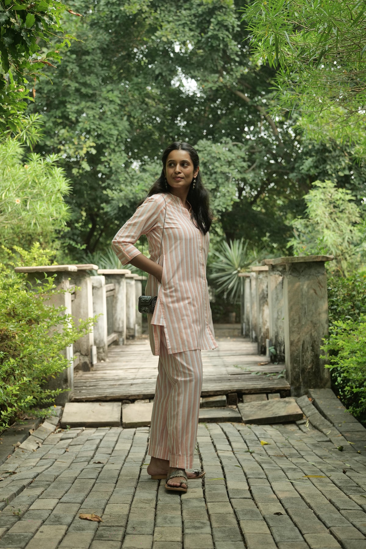 Ribbon Cotton Chevron Coord Set ~ Handloom