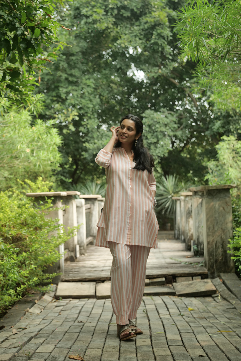 Ribbon Cotton Chevron Coord Set ~ Handloom