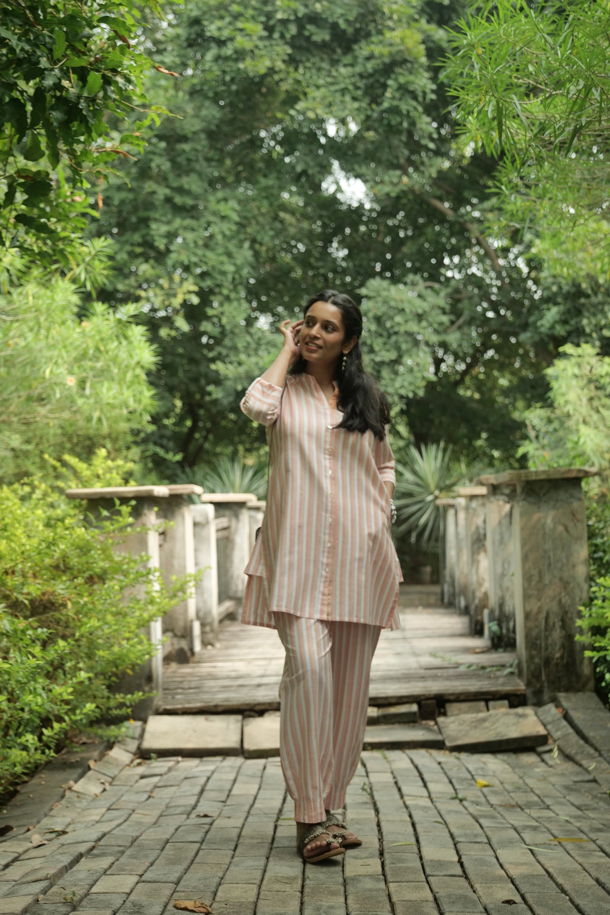 Ribbon Cotton Chevron Coord Set ~ Handloom