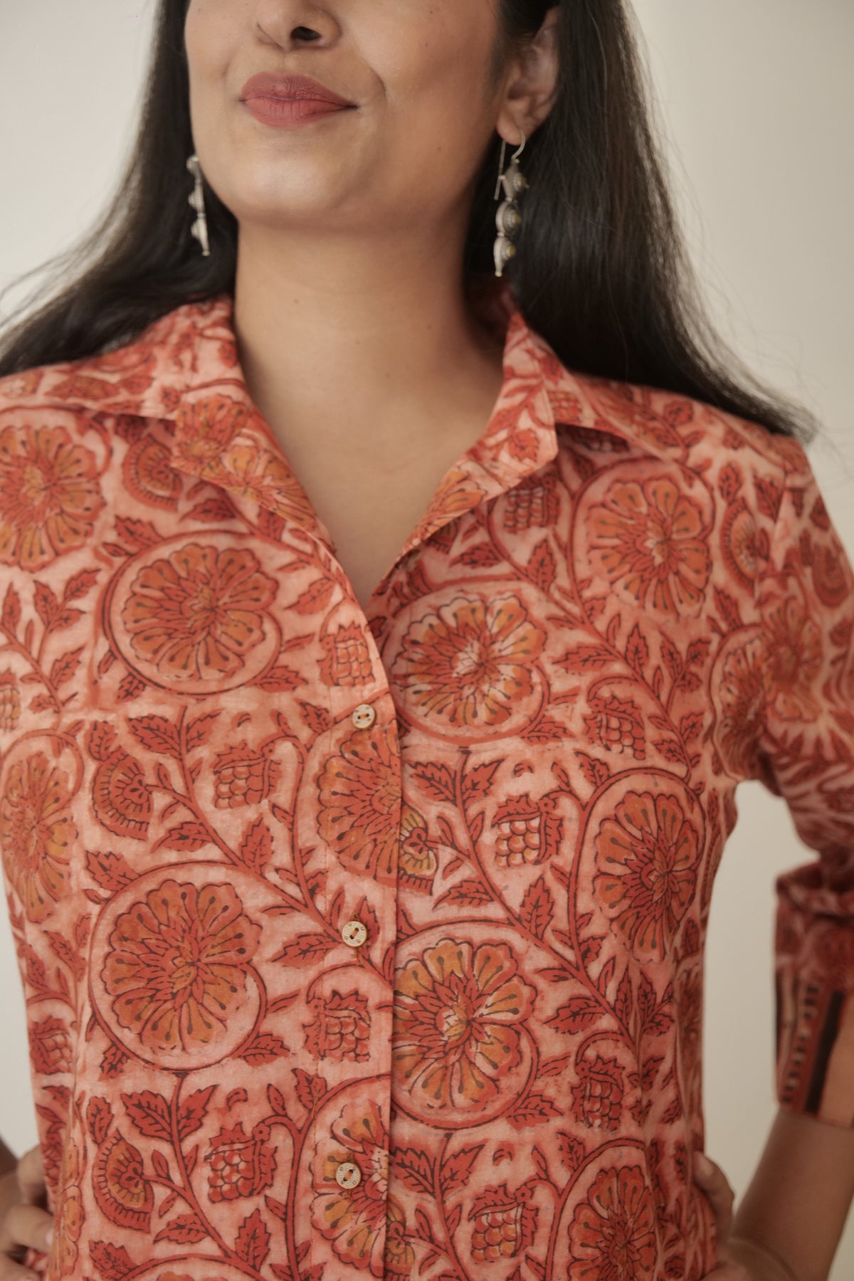 Cotton Vanaspati Brick Orange Kurta Set