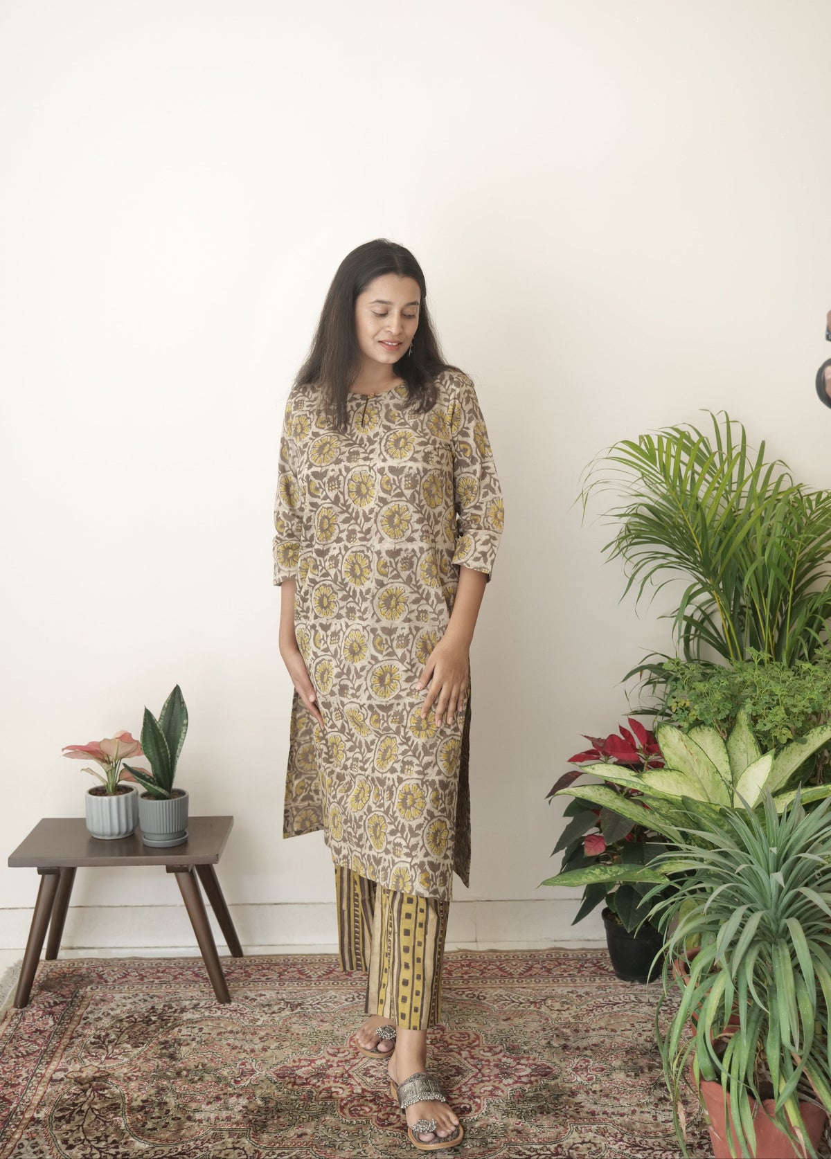 Cotton Vanaspati Mud Kurta Set