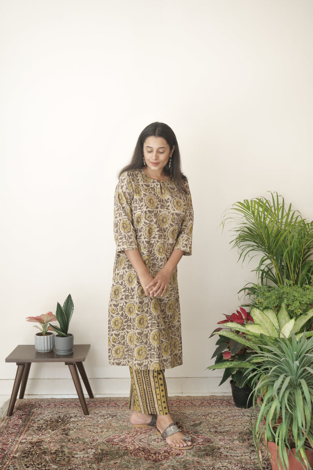 Cotton Vanaspati Mud Kurta Set