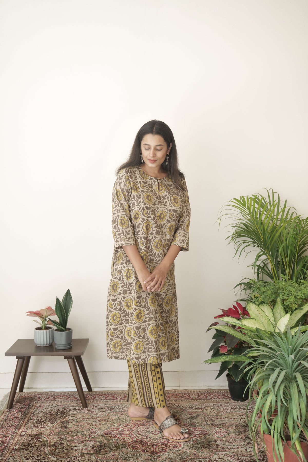 Cotton Vanaspati Mud Kurta Set