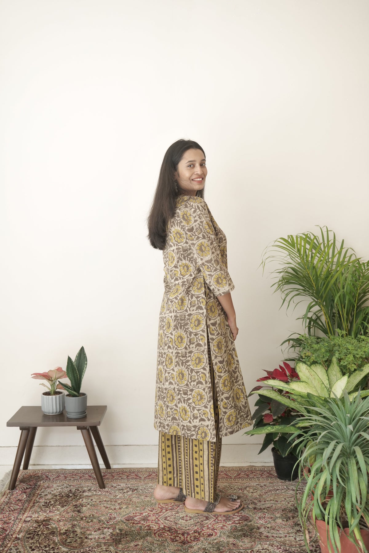Cotton Vanaspati Mud Kurta Set