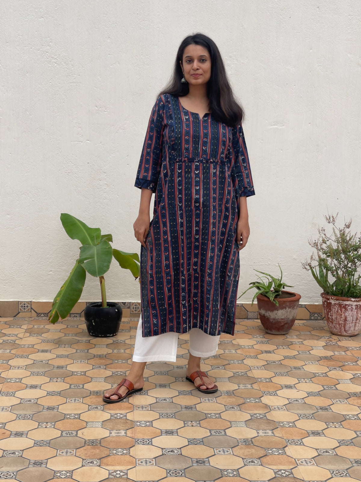 Aneri Akola Hand Block Printed Cotton Kurta | Plus Size 3XL | KanthaIndia